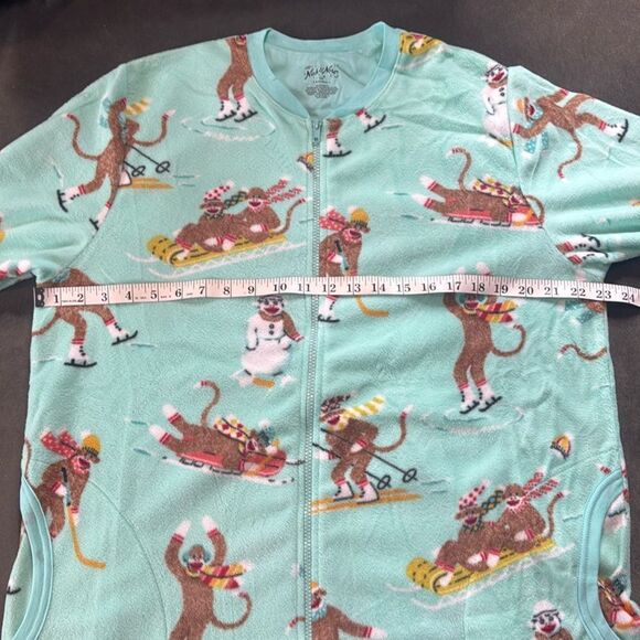 Nick & Nora Adult Teen Unisex Fleece One Piece Sock Monkeys Pajama Size XXL NEW - Picture 8 of 12
